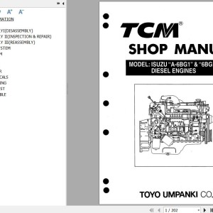 Isuzu Engine A-6BG1 6BG1TPL For TCM FD35C8 To FD150-2S Shop Manual ME-A-6BG1AE