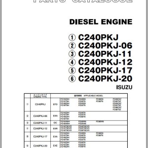 Isuzu Engine C240PKJ Series For TCM FD15C9H To FD30T6 Parts Catalog PE-C240PKJ-1C