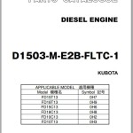 Kubota Engine D1503-M-E2B-FLTC-1 For TCM FG10 FG15 FG18C13-T13 Parts Catalog PE-D1503-M-E2B-FLTC-1A