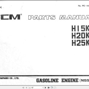 Nissan Engine H10KA H20KA H25KA For TCM FG9N3 To FCG36N6 Part Catalog PE-15KAB