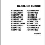 Nissan Engine H15 H20 H25 Series For TCM FG10T19 To FG30T6H Parts Catalog PE-H15RMT000A