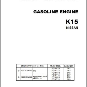 Nissan Engine K15 For TCM FG10 FG15 FG18C13-T13 Parts Catalog PE-K15A