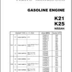 Nissan Engine K21 K25 For TCM FG20C13 To FHG30W3 Parts Catalog PE-K21-1B