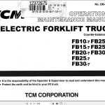 TCM FB10 FB15 FB20 FB25 FB30-7 FB25-7LV FB25-7V Operation & Maintenance Manual OB-81BAE