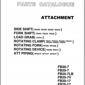 TCM FB20-7 FB25-7 FB20-17 FB25-17 Attachment Parts Catalog PA-81KA
