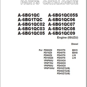 TCM FD60Z8-L19 Isuzu Engine A-6BG1QC to A-6BG1QC09 Parts Catalog PCEJE-24T17M