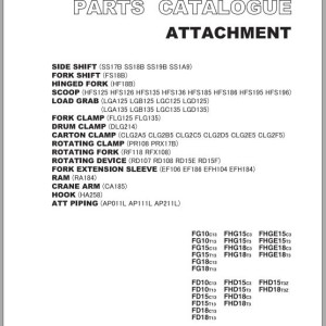 TCM FG1013 To FHD18T3Z Attachment Parts Catalog PA-0A2A