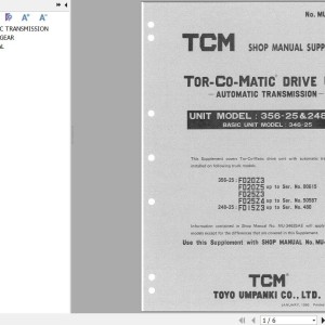 TCM Transmission 356-25 248-25 Shop Manual MU-35625AE