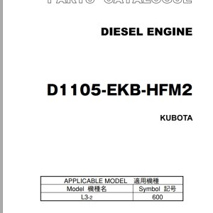 TCM D1105-EKB-HFM2 Kubota Parts Catalogue PE-D1105-EKB-HFM2A