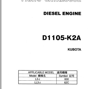 TCM D1105-K2A Kubota Parts Catalogue PE-D1105-K2AB