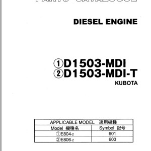 TCM D1503-MDI D1503-MDI-T Kubota Parts Catalogue PE-D1503-MDI-MA