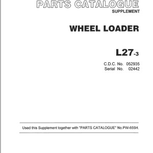 TCM L27-3 Parts Catalogue PW-655H-7A