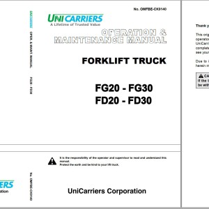 TCM Unicarriers FG20 to FD30 Operation Maintenance Manual OMFBE-CK9140 2014