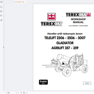 Terex TELELIFT 2306 2506 3007 GLADIATOR AGRILIFT 357-359 Workshop Manual 57.4400.6400