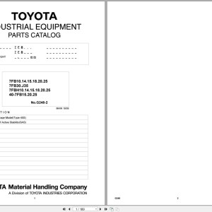 Toyota 7FB Series 7FB10 to 40-7FB25 Parts Catalog G428-2