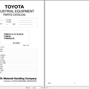 Toyota 7FBR Series 7FBR10-25 7FBR30 7FBRS20 7FBRS25 Parts Catalog G428-3