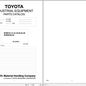 Toyota 8FBR10-30 8FBRS20 8FBRS25 Parts Catalog G438-1