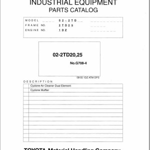 Toyota 02-2TD20 02-2TD25 Parts Catalog G708-4