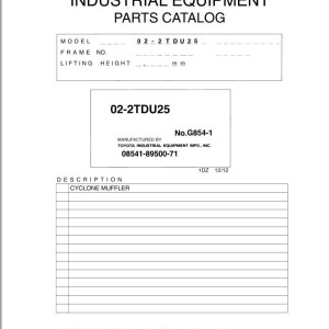 Toyota 02-2TDU25 Parts Catalog G854-1