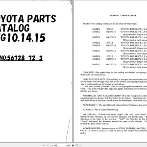 Toyota 2FG10 2FG14 2FG15 Parts Catalog 56728-72-3
