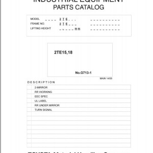 Toyota 2TE15 2TE18 Parts Catalog G713-1