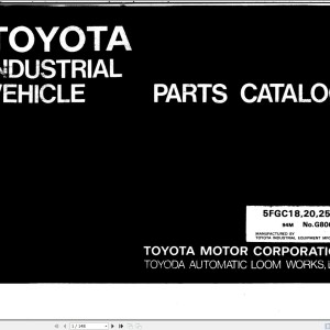 Toyota 5FGC18 5FGC20 5FGC25 Parts Catalog G806-1