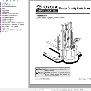 Toyota 6BWS10 6BWS13 Parts Book 00715-00065-03