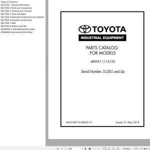 Toyota 6BWS11 6BWS15 6BWS20 Parts Catalog