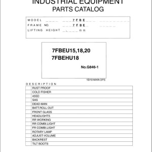 Toyota 7FBEU15 7FBEU18 7FBEU20 7FBEHU18 Parts Catalog G846-1
