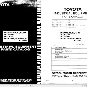 Toyota 7FGU35 to 7FGCU70 Parts Catalog G829-2