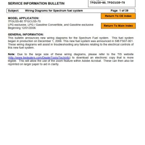 Toyota 7FGU35 to 7FGU80, 7FGCU35 to 7FGCU70 Wiring Diagram