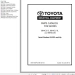 Toyota 8BNCU15 8BNCU18 8BNCU20 Parts Catalog