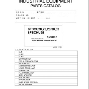 Toyota 8FBCU20 to 8FBCHU25 Parts Catalog G855-1