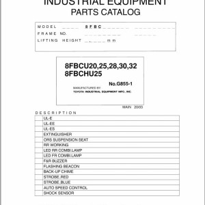 Toyota 8FBCU20 to 8FBCU32, 8FBCHU25 Parts Catalog G855-1
