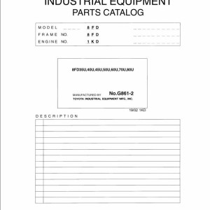 Toyota 8FD35U to 8FD80U Parts Catalog