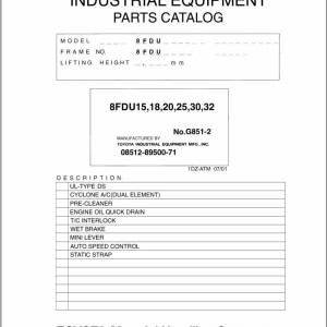 Toyota 8FDU15 to 8FDU32 Parts Catalog