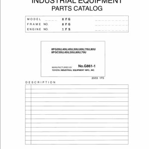 Toyota 8FG35U to 8FGC70U Parts Catalog G861-1