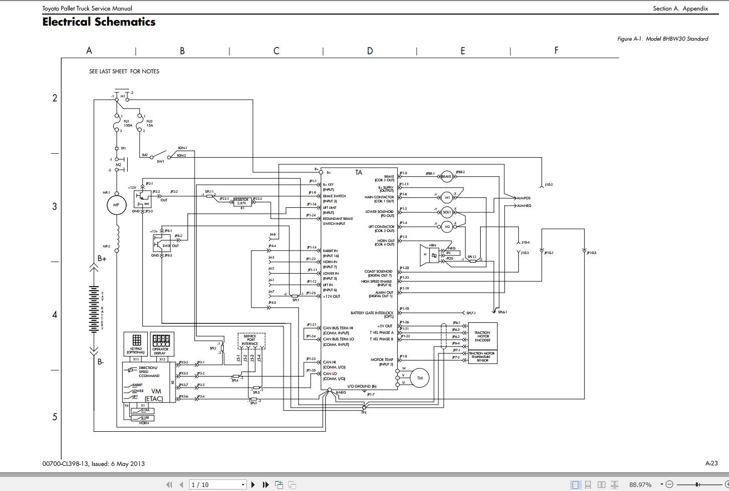 Toyota 8TB50 8HBW30 8HBE30 8HBE40 8HBC30 8HBC40 Wiring Schematics