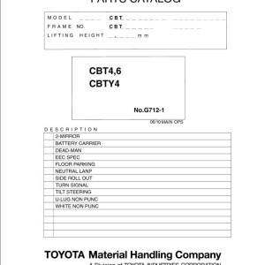 Toyota CBT4 CBT6 CBTY4 Parts Catalog G712-1