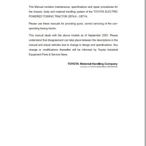 Toyota CBT4 CBT6 CBTY4 Repair Manual