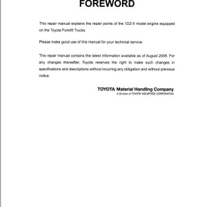 Toyota Engine 1DZ-II Repair Manual