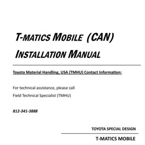 Toyota T-Matics Mobile (CAN) Installation Manual 01000-UMX6K-71