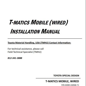 Toyota T-Matics Mobile (Wired) Installation Manual 02000-UMX6K-71