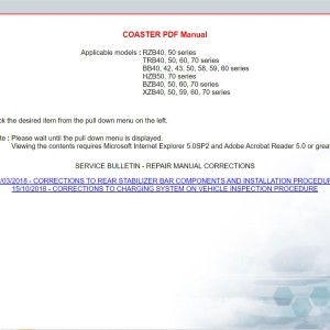 Toyota Coaster 1993-2017 Repair and Service Manual