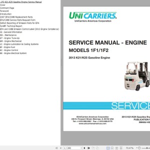 Unicarriers 1F1 1F2 Engine K21 K25 Service Manual SM45U-K2125