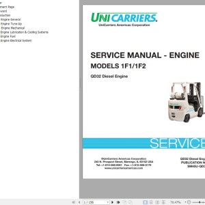 Unicarriers 1F1 1F2 Engine QD32 Service Manual SM45U-QD32E