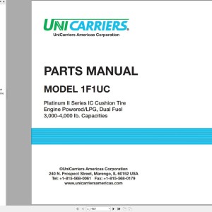 Unicarriers 1F1UC Parts Manual PM4UC-1F1UC