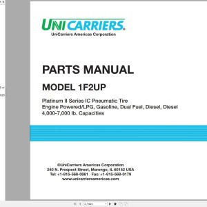 Unicarriers 1F2UP Parts Manual PM5UC-1F2UP