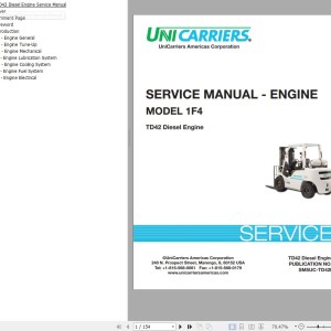 Unicarriers 1F4 Engine TD42 Service Manual SM5UC-TD42E