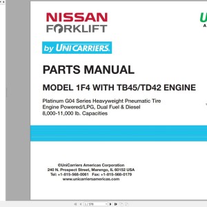 Unicarriers 1F4 Parts Manual